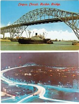 (2) CORPUS CHRISTI HARBOR BRIDGE Texas DEXTER PRESS Chrome Postcards - £8.48 GBP