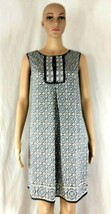 Max Studio White Blue Geometric Print Sleeveless Shift Dress Womens Small New - £33.96 GBP