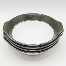 Lot of 4 Noritake 2028 Walden Japan Green Black Floral Bowls 6&quot; - £19.41 GBP