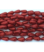 10 15x8mm Czech Glass Pearl Coated Drops: Tangerine - $39.58 MXN
