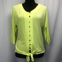 Valerie Stevens Women&#39;s Sz Small S Button Down Shirt Top Yellow Blouse - $11.61