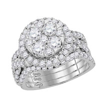 14k White Gold Round Diamond Bridal Wedding Engagement Ring Set 2-1/2 Ctw - £2,876.88 GBP
