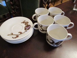 Royal Doulton England Coffee Set CUPS/SAUCERS &quot;Sumatra&quot; Pattern 10 Pcs Original - £129.44 GBP
