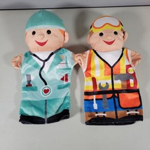 Melissa &amp; Doug Jolly Helpers Hand Puppets Construction Worker and Doctor... - £9.51 GBP