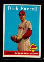 Vintage Baseball Trading Card Topps 1958 #76 Dick Farrell Philadelphia Phillies - £9.17 GBP