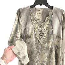 Womens S Small Tunic Top Vintage Concepts V-Neck Long Sleeves Embroidere... - £10.21 GBP
