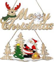 2pcs Christmas Wooden Pendant Santa Reindeer Door Wall Hanging Sign Home Decor - $27.95