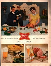 Miller Beer ad vintage 1960 &#39;s retro dinner party original advertisement d9 - £19.20 GBP