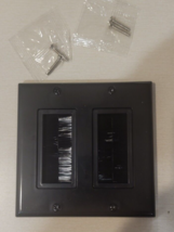2 New black Brush Wall Plate Double 2 Gang, Cable Entry Access Pass through - $9.89
