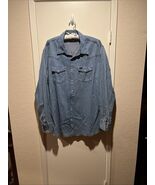 Wrangler Denim Pearl Snap Shirt Mens 2XT Blue Pockets Western Long Sleev... - $34.60