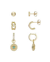 Unwritten14K Gold Flash-Plated 3-Pieces Genuine Crystal Evil Eye Earring Set - £19.98 GBP