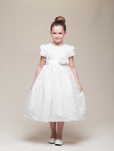 Stunning Ivory Lace Flower Girl Pageant Dress w/Rose Flower Crayon Kids USA - $52.95