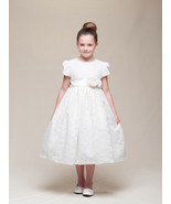 Stunning Ivory Lace Flower Girl Pageant Dress w/Rose Flower Crayon Kids USA - £42.32 GBP