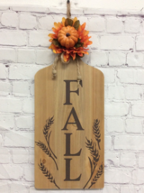FALL wood cutting board sign Autumn Harvest pumpkin 8x19 brown handmade New - $11.38