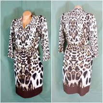 Chicos Ainslee Medium Dress Cheetah Leopard Animal Print Lined - £49.82 GBP