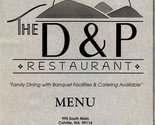 The D &amp; P Restaurant Menu South Main Colville Washington  - £14.20 GBP