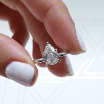 Solitaire Engagement Ring 1.50Ct Pear Simulated Diamond 14k White Gold Size 5.5 - $254.50