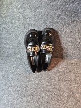 Steve Madden Black Makira Loafer Womens Size 6 M Gold Chain Accent - £35.48 GBP