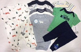 NEW Lot of 9 Carter’s Baby Boy Basics Bodysuits &amp; Sleep n Play Outdoor O... - £27.42 GBP