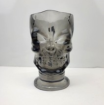 Skull Pitcher Smoky Gray Translucent Plastic 3D Sculpted Halloween 48 oz  8&quot; - £10.38 GBP
