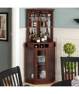 Bar And Wine Cabinet With Storage For Dining Room Corner Wood Glass Tall... - £547.57 GBP