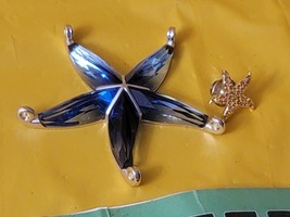 Swarovski Crystal Blue Paradise Starfish 626201 With Gold Embellished Pin  - $158.39