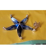 Swarovski Crystal Blue Paradise Starfish 626201 With Gold Embellished Pin  - £124.59 GBP