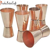 Set of 6 - Prisha India Craft  100% Pure Copper Jiggers - Copper Shot Glasses -  - £37.26 GBP