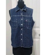 Route 66 Womens Large LS Lightweight Western Rocker Denim Blue Sleeveles... - $315.19 MXN