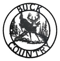 24&quot;Dia Rustic Western Buck Country Mountains Pine Forest Metal Wall Circle Sign - $54.99