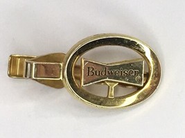 Vintage Budweiser Beer Tie Clip Clasp Gold Tone Bar Open Circle - $15.00