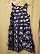 Justice -Navy Blue Polka Dot And Stripe Dress Size 12.5  IR12 - £12.15 GBP