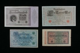 1908-1923 Germany 4-Notes Set // Empire &amp; Weimar Republic Marks - £42.72 GBP