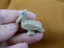 y-bir-pe-27) white tan Pelican carving FIGURINE gem SOAPSTONE PERU love ... - £6.73 GBP
