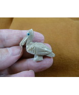 y-bir-pe-27) white tan Pelican carving FIGURINE gem SOAPSTONE PERU love ... - £6.76 GBP