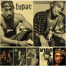 Hip Hop Singer Tupac Retro Poster Kraft Paper 2PAC Prints Posters Vintage Home R - £1.26 GBP+