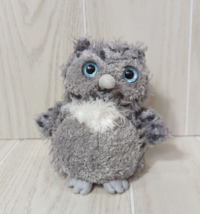 Mary Meyer small Gray plush owl blue eyeswhite fluffy chest - $10.39