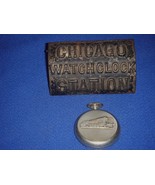  Railroad Pocket Watch + Cast Iron Chicago WATCHCLOCK KEY Station Box  - $159.95