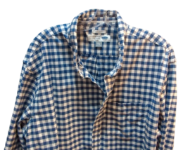 Old Navy XXL Men Long Sleeve Shirt blue white checked plaid button front - £10.70 GBP