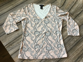 The Limited Stretch Blouse Womens Paisley Beige and Black 3/4 Sleeve Sz.... - £7.46 GBP