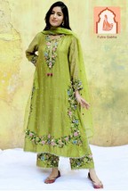 Green Designer Party Wear Look Georgette Top-Plazzo and Dupatta With Hea... - $55.00