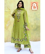 Green Designer Party Wear Look Georgette Top-Plazzo and Dupatta With Hea... - $55.00