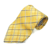 Tommy Hilfiger Silk Two Pattern Yellow Plaid/Houndstooth Checks USA Tie 57&quot;L - £14.23 GBP