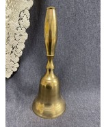 11&quot; Tall Brass School Bell with Brass Handle - Vintage Made In India - £14.20 GBP