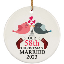 58th Wedding Anniversary 2023 Ornament Gift 58 Years Christmas Married T... - £11.85 GBP