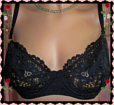 34C Black RARE Crochet Lace Uplift Body by Victorias Secret unLined DEMI UW Bra - £32.06 GBP