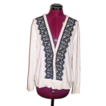 TORRID Cardigan Sweater Women Size 0 Large 12 Button Up Cotton Lace Inset - $24.76