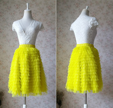 Yellow Tiered Tulle Skirt Outfit Custom Plus Size Tulle Ballerina Skirt Outfit image 3