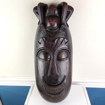 Hummingbird Imports Indonesia Wooden Carved Mask Reddish Brown - £58.25 GBP