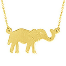 14K Solid Yellow Real Gold Small Elephant Necklace 16&quot;-18&quot; Adjustable - £293.12 GBP